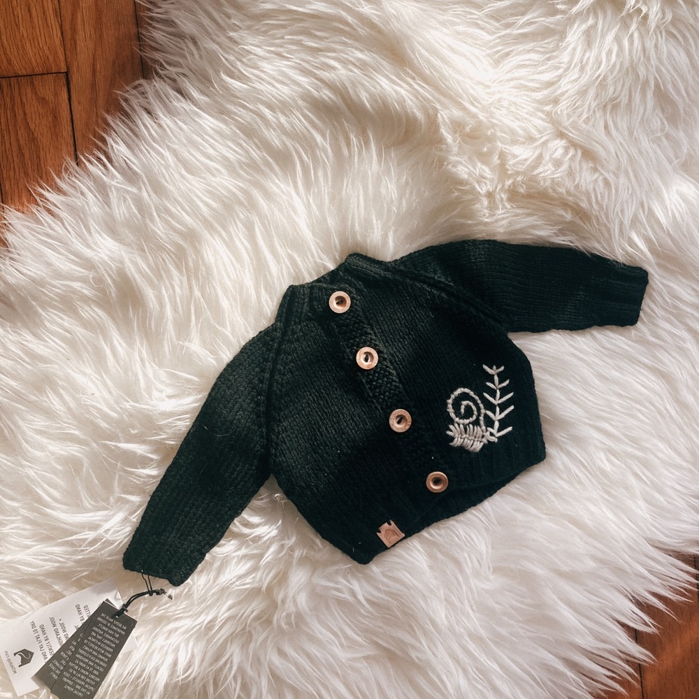 NWT Kids Black Cardigan with Embroidery